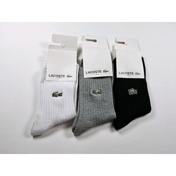 Lacoste Ribbed Lightweight Crew Socks Lot Of 3 Pairs Japan One Size - Picture 1 of 2
